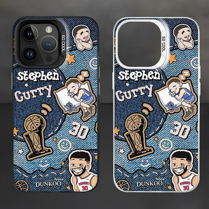 彩银适用15ProMax创意手机壳硬红米NOTE14一加13T新款nba库里iPhone16E苹果12潮牌OPPOA5活力版VIVOX200ULTRA