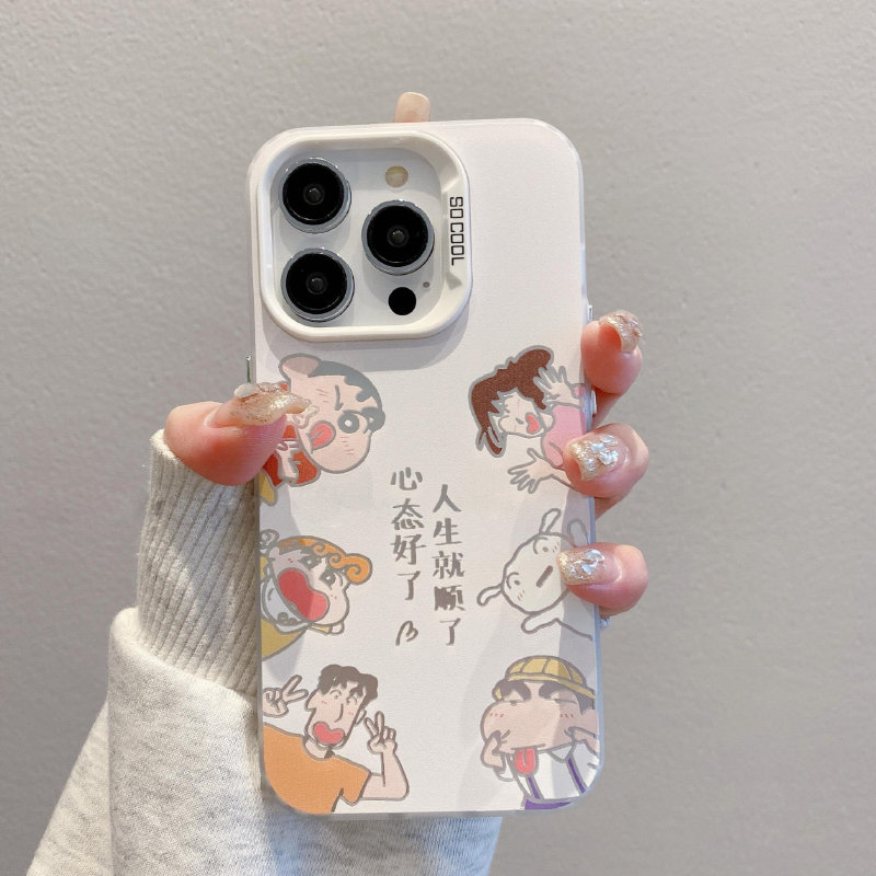 适用iPhone14硬苹果12可爱iQOOneo10彩银OPPOReno13手机壳16ProMax卡通小新一家15plus华为Pura70一加ace5pro