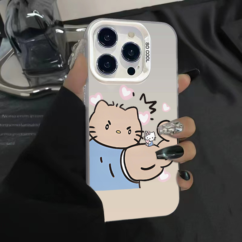 OPPORENO14硬小米15Ultra苹果13肌肉凯蒂猫荣耀GTPRO创意华为畅享80手机壳趣味16ProMax适用iPhone12彩银卡通