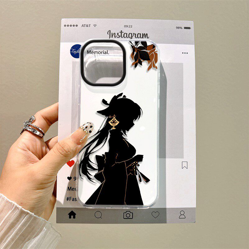 神里绫华八重神子iPhone12硬苹果13手机壳带挂绳16ProMax创意y200i大孔15plus适用红米note14卡通iqooz9turbo