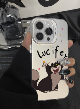 OPPOFindx8彩银iPhone13硬16e适用12ProMax路西法猫咪真我gt7pro可爱苹果1715手机壳VIVOX200ULTRA卡通14plus