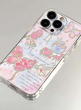 春日蝴蝶玫瑰花荣耀300适用iPhone12少女心13高颜值VIVOs30手机壳16pro15透明软华为NOVA14ULTRA苹果17ProMax