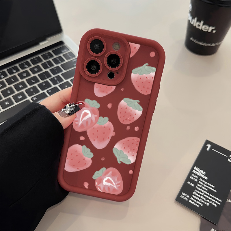 14plus适用ins风草莓软13ProMax糖果苹果12清新iPhone16手机壳小米15SPRO少女心VIVOX100ULTRA小清新a58x女款