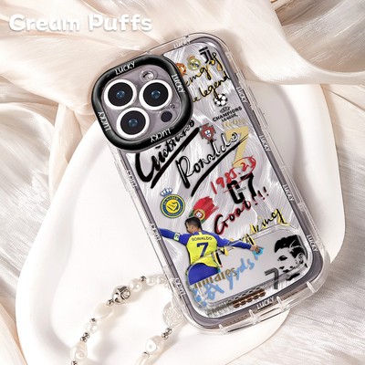 华为P70PRO小众iPhone17适用16带挂绳15plus手机壳荣耀500软苹果14镜子支架13ProMax创意潮牌c罗数字VIVOY500