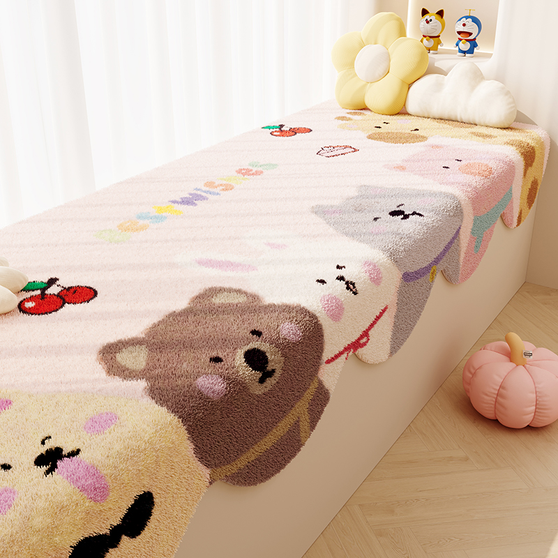 主卧冬季飘窗垫卡通毛绒仿羊绒毯