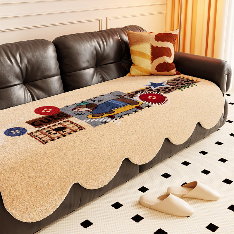 卡通美式固定防滑沙发垫2026新款异形高级感加厚毛绒耐脏直排垫子,居家布艺,沙发垫,淘宝优惠券,粉丝福利购,淘宝优惠卷