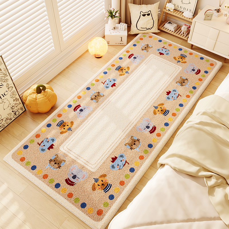 卡通床边毯儿童床边毯家用防滑地垫毛绒柔软亲肤脚垫萌趣加厚垫子