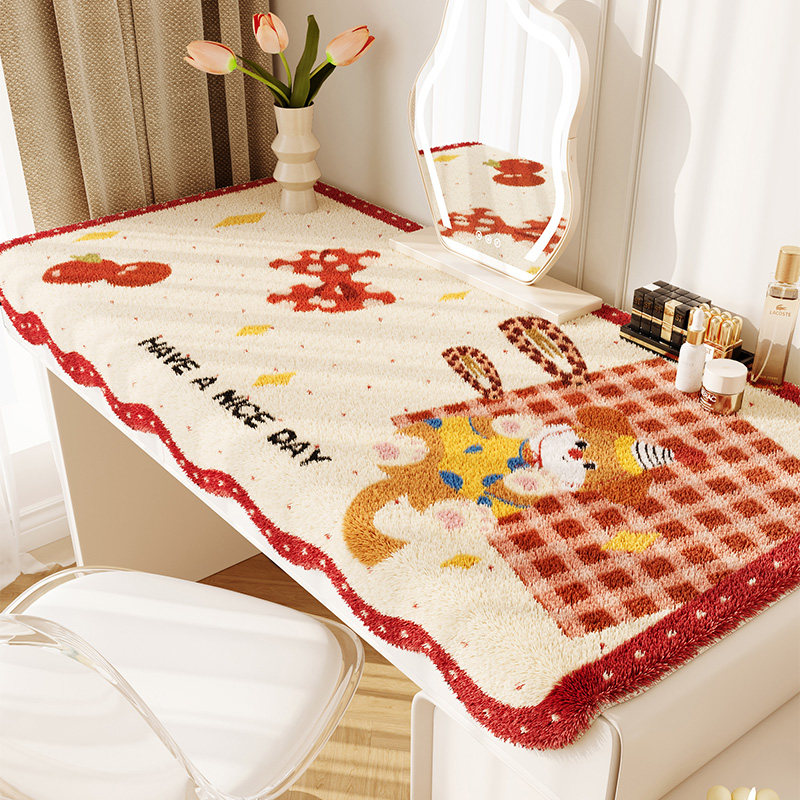 高颜值喜庆美甲化妆桌桌布可爱梳妆台桌垫毛绒垂边垫子书桌保护垫,居家布艺,桌布,淘宝优惠券,粉丝福利购,淘宝优惠卷