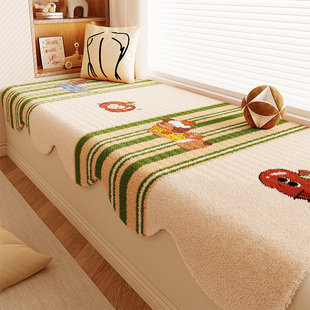 秋冬飘窗垫仿羊绒毯窗台垫卡通儿童房床边阳台坐垫改造神器盖布毯