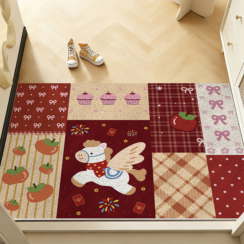2026新款喜庆红色家用进门丝圈地垫防滑耐脏耐磨免打理抗造进门垫,居家布艺,家用脚垫,淘宝优惠券,粉丝福利购,淘宝优惠卷