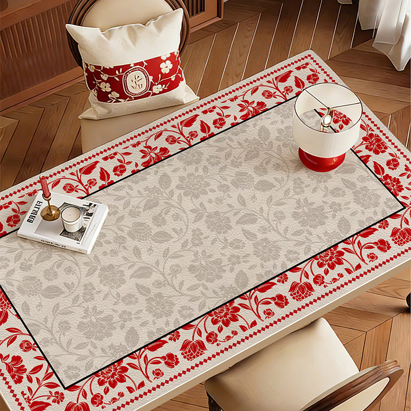 喜庆氛围感餐桌垫家用防水防油茶几垫红色免洗隔热垫子桌面保护垫,居家布艺,桌布,淘宝优惠券,粉丝福利购,淘宝优惠卷