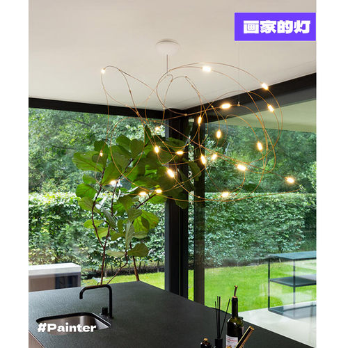 Flock意式极简全铜餐厅吊灯