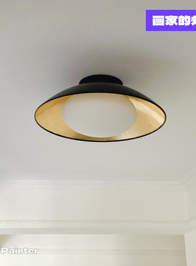 法式中古vintage卧室吸顶灯 黑色侘寂风餐厅书房设计玻璃灯