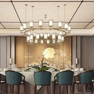 新中式家用客厅吊灯酒店餐厅包厢包房包间饭店餐馆大吊灯工程定制