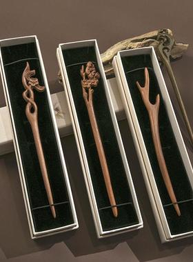 古风简约发簪包装盒长款项链首饰收纳盒手提袋套装礼物盒子女D1