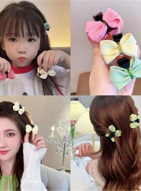 儿童网红纯色布艺双面蝴蝶结抓夹女童发卡小女孩发夹公主发饰D3