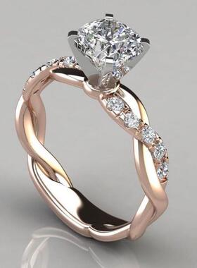 玫瑰金色双公主方钻欧美新
