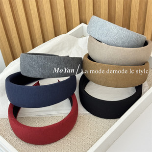 韩版网红复古百搭针织发箍女款显脸小宽边不勒头发气质日常舒适