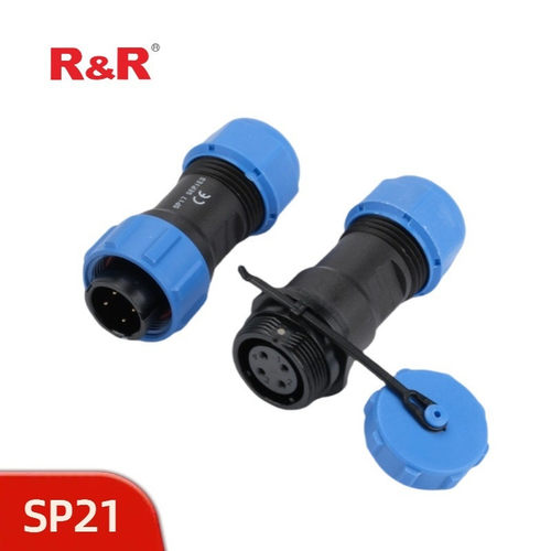 焊接款对接式SP21荣伟圆形防水连接器 螺纹锁紧 IP68防水电缆插头