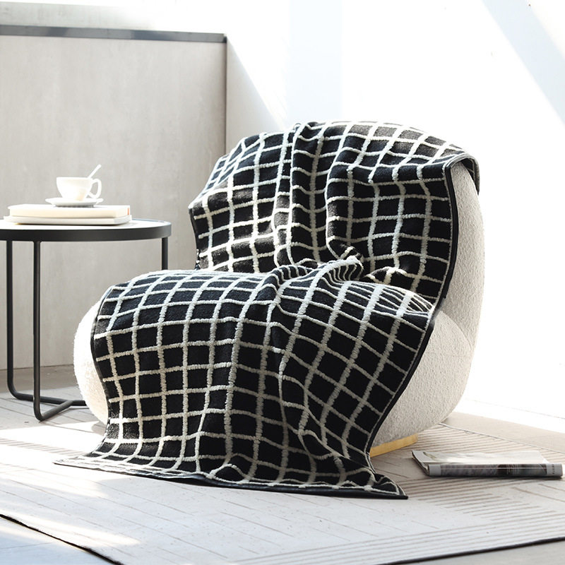 黑白羊毛格子搭毯床尾巾客厅沙发酒店民宿样板房间软装装饰毯,鲜花速递/花卉仿真/绿植园艺,其它园艺用品,淘宝优惠券,粉丝福利购,淘宝优惠卷