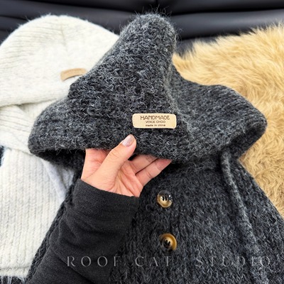 [屋顶的猫]毛线帽女秋冬