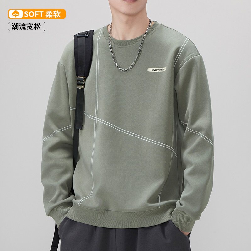 秋冬男加绒加厚套头圆领长袖卫衣