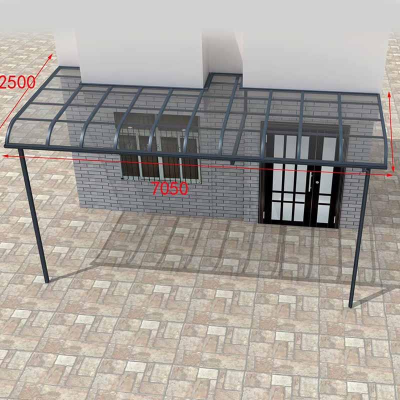 茶色耐力板遮棚 铝合金雨户外合铝东金骨架阳防雨棚 广雨棚厂家