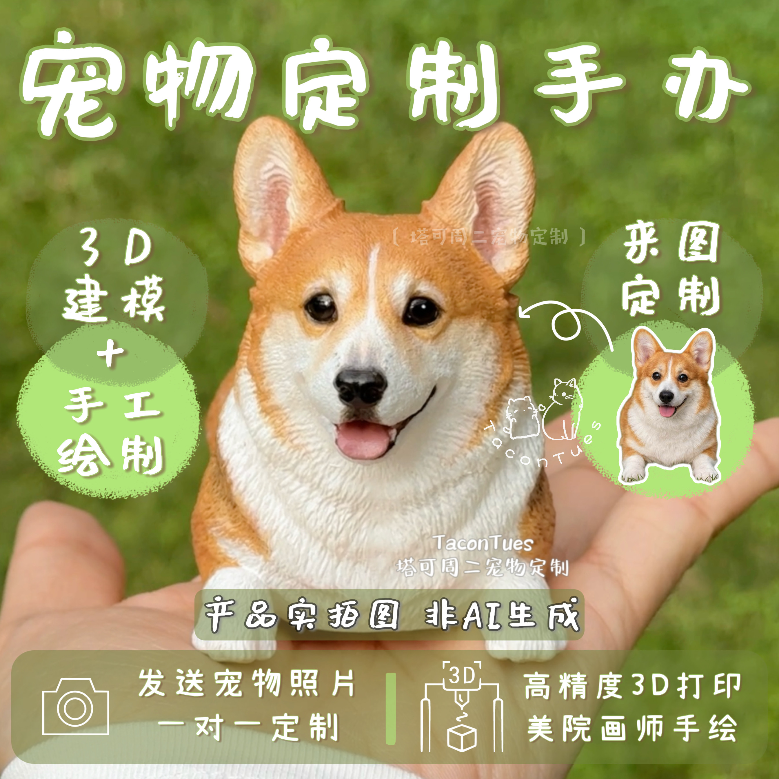 【塔可周二宠物定制】3D建模宠物全身定制手办