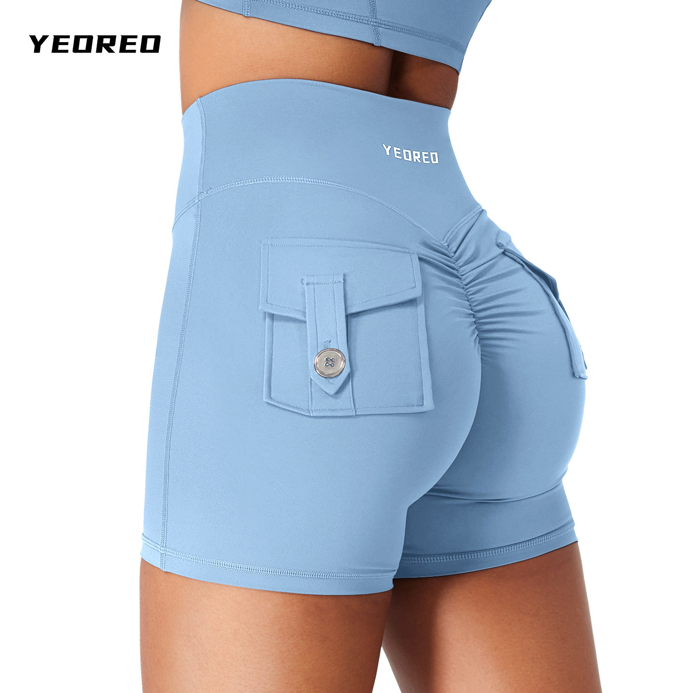 YEOREO Coreflex口袋瑜伽短裤女蜜桃臀工装健身运动短裤提臀紧身