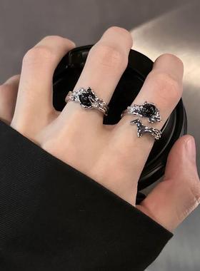 ACC 暗黑风荆棘玛瑙戒指男小众设计个性冷淡风高级感指环开口戒