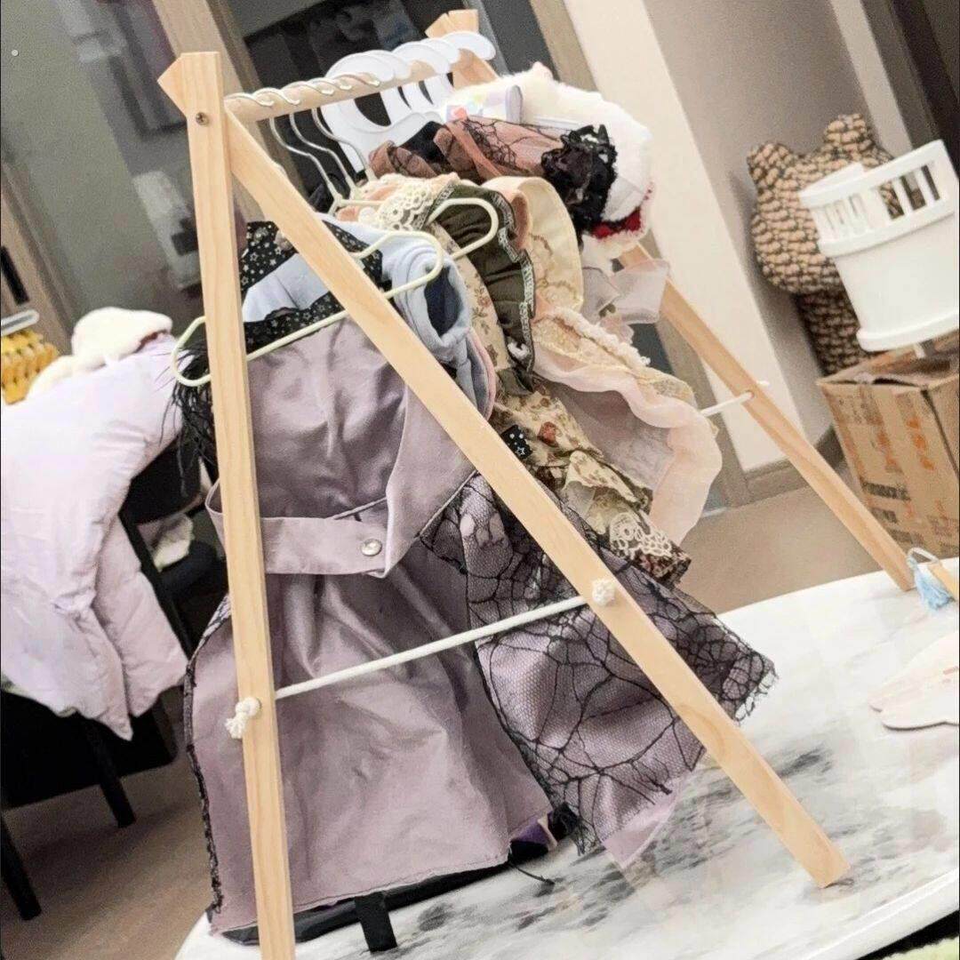 家用宠物衣架狗狗衣服晾晒简易架宝宝收纳晾衣架健身架原木无喷漆