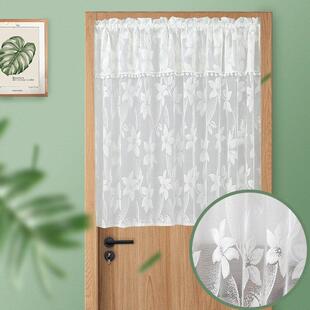 帘子遮挡帘高级感法式卧室门帘蕾丝白纱免打孔透光不透人纱帘门帘