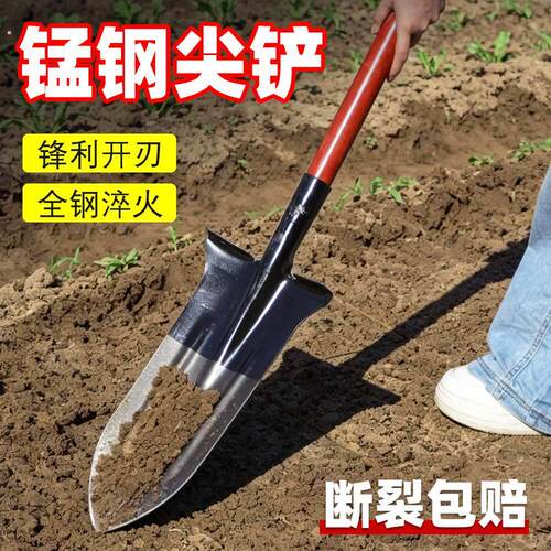 挖树专用锹加厚钢锹铁锹锰钢挖沟铁铲尖头铁锨农具工兵铲铲子挖土