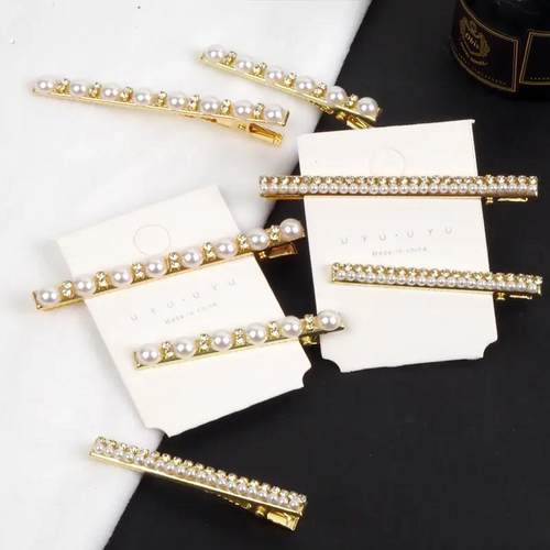 护士帽固定夹子韩国发夹头饰时尚珍珠亮钻浏海边夹鸭嘴一字夹卡子