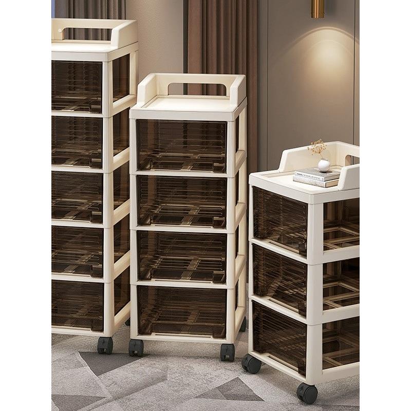 小推车置物架家用零食玩具收纳柜多层客厅可移动抽屉式落地储物柜