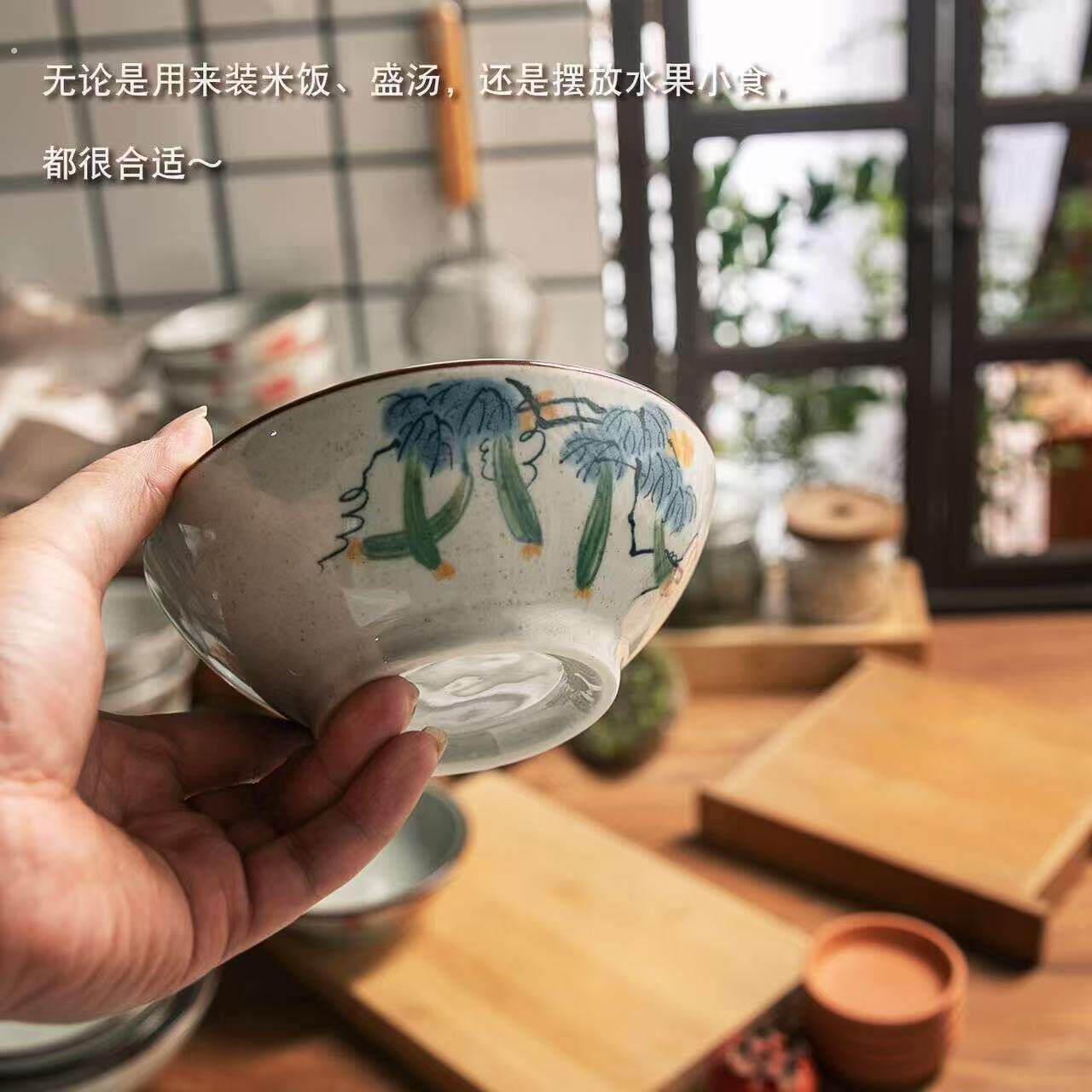 老祖宗的审美!复古陶瓷碗特别漂亮中式饭碗面碗汤碗甜品碗餐具