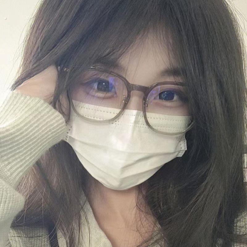 冷茶色早八素颜神器眼镜框女潮方圆脸显瘦近视眼睛配有度数镜架男