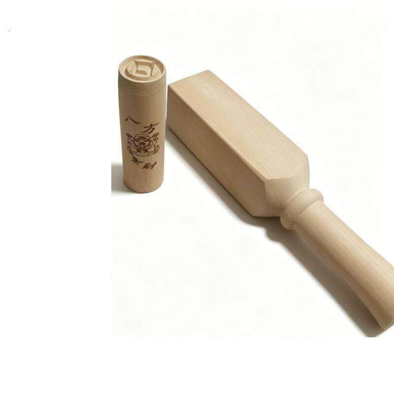 打纸钱方形木锤子家用打纸钱凿子老式圆头一体打纸器专用雕刻专用