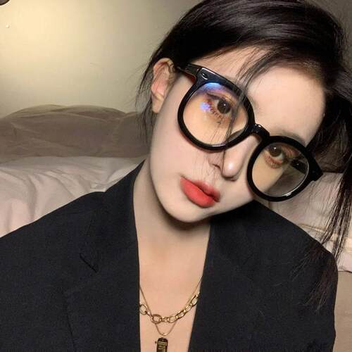 黑框眼镜早八素颜神器女近视可配度数复古大框眼镜框圆框大脸显瘦