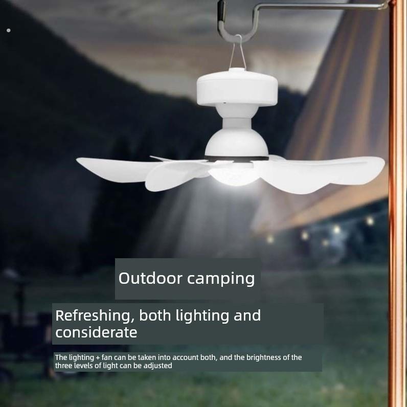 新的太阳能吊扇灯户外露营摊位便携式充电家庭高风无声遥控风扇灯