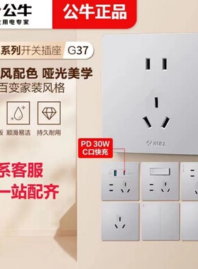 公牛开关插座面板无边框大面板 二三插10A五孔 16A三插 G37太空银