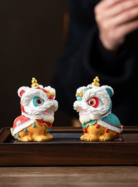 创意礼品可爱麒麟一对摆件国潮瑞兽元宝绣球家居客厅桌面装饰