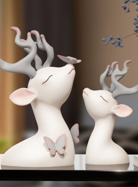 现代创意轻奢艺术高级感鹿摆件客厅电视柜玄关酒柜家居软装饰品