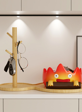 优选卡通火焰柴火客厅玄关入户进门钥匙收纳托盘装饰乔迁搬家礼物