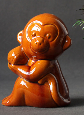 唐三彩猴摆件 陶瓷猴 生肖猴玩具猴猴风水猴子工艺品礼品生日礼物