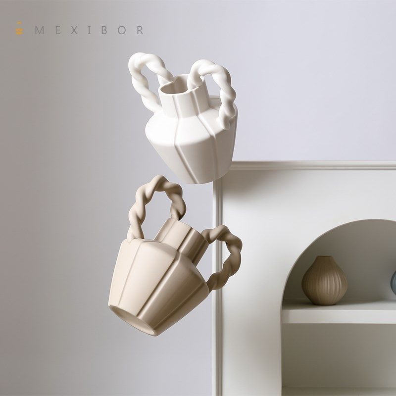 优选mexibor高温陶瓷系列系列法式复古TAGEL双耳花壶高级感花器