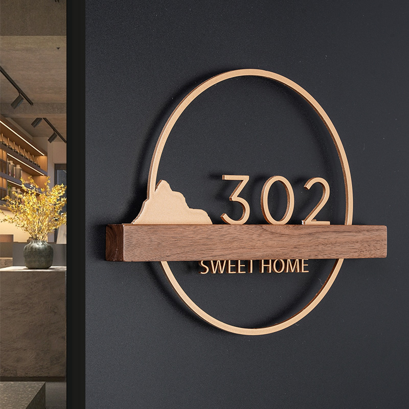 优选不锈钢发光实木包间门牌订制金属酒店房间包厢包房饭店民宿棋