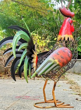 优选欧美热销田园写实户外园林装饰落地摆件铁艺动物工艺品铁线公