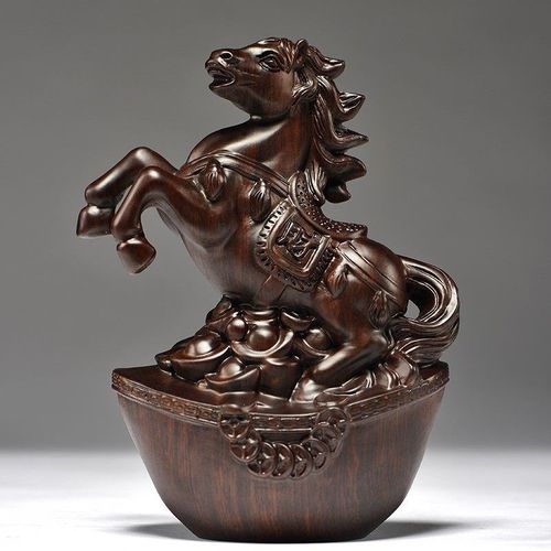 优选实木马摆件中式黑檀木雕马到成功办公室桌装饰家居送礼红木工