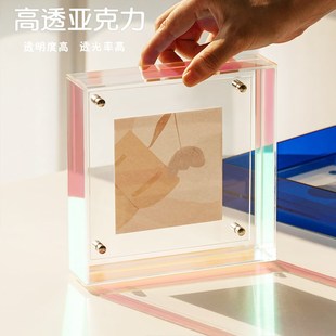 优选亚克力相框彩色画框摆台书桌打印照片框定制拼图框油画框框架